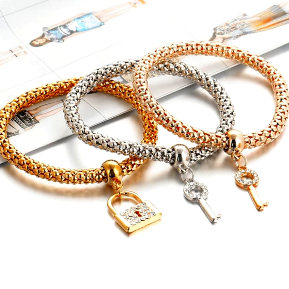 Stackable Bracelets with Lock & Key - Picture 2 of 4